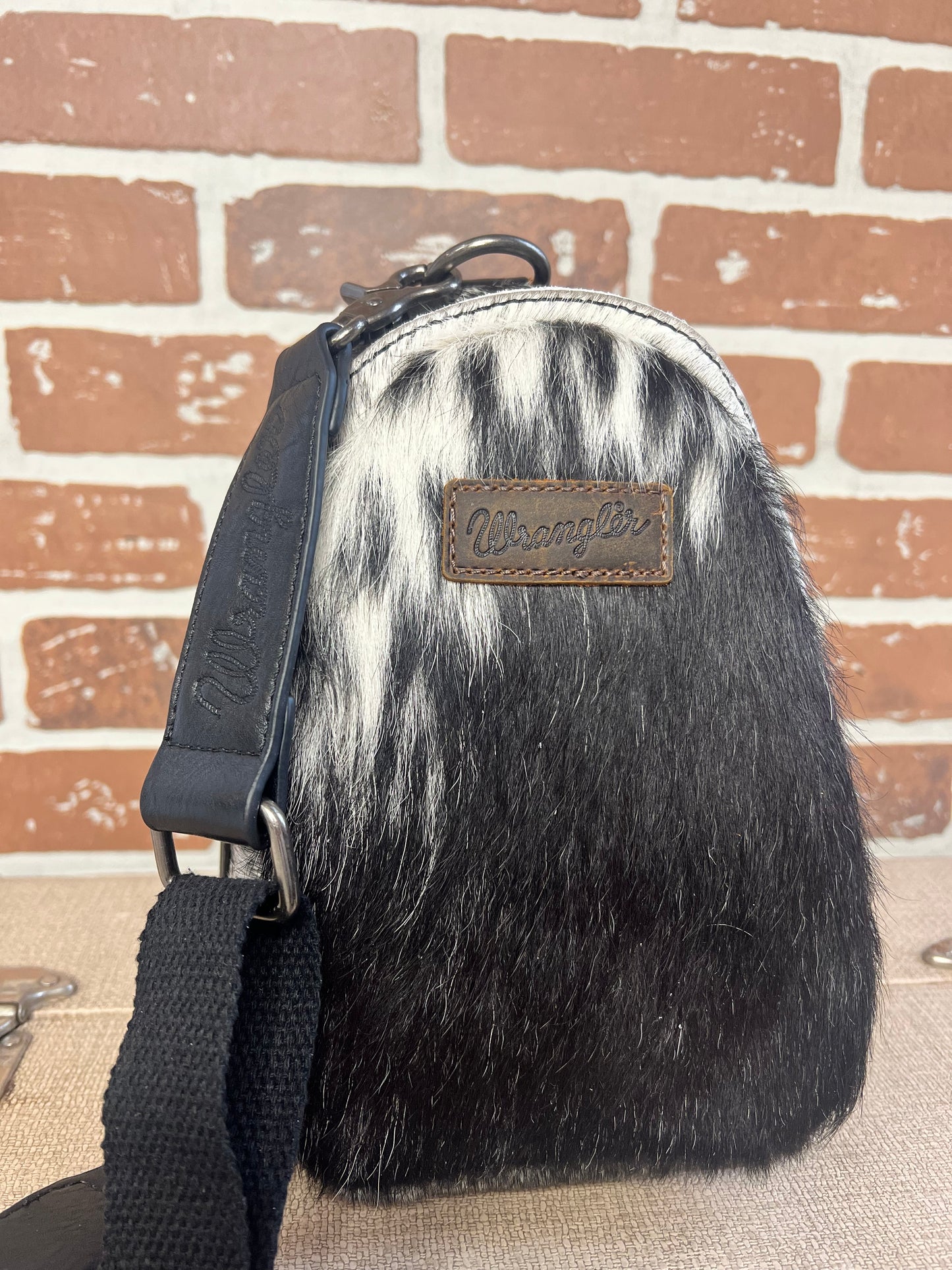 Wrangler Black Cowhide Sling Bag