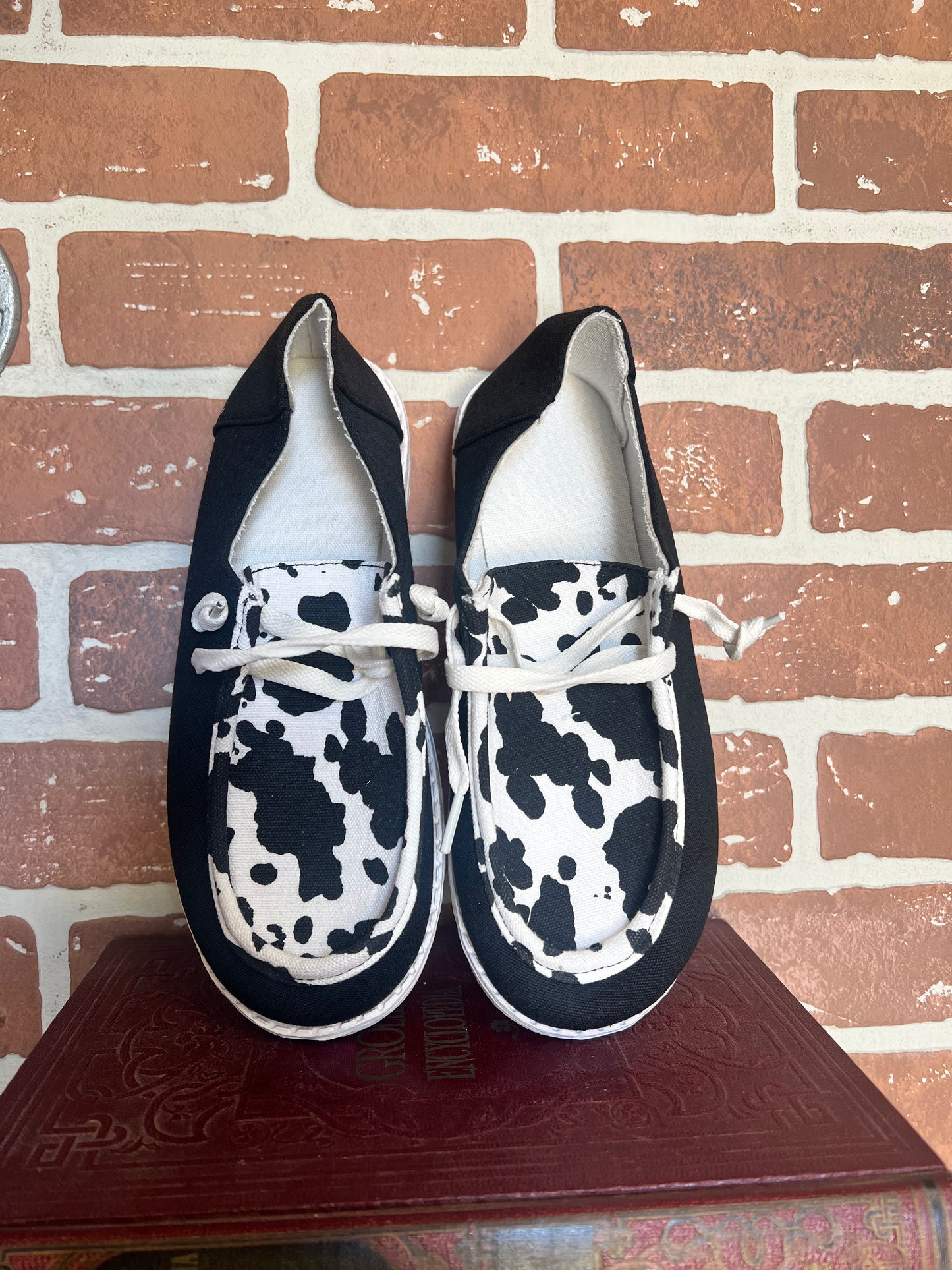 Cow Print Slip On Shoes
