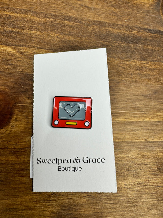 Etch A Sketch Enamel Pin