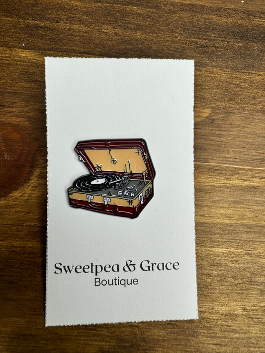 Record Player Enamel Pin
