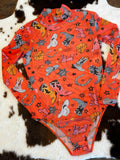 Orange Mesh Bodysuit