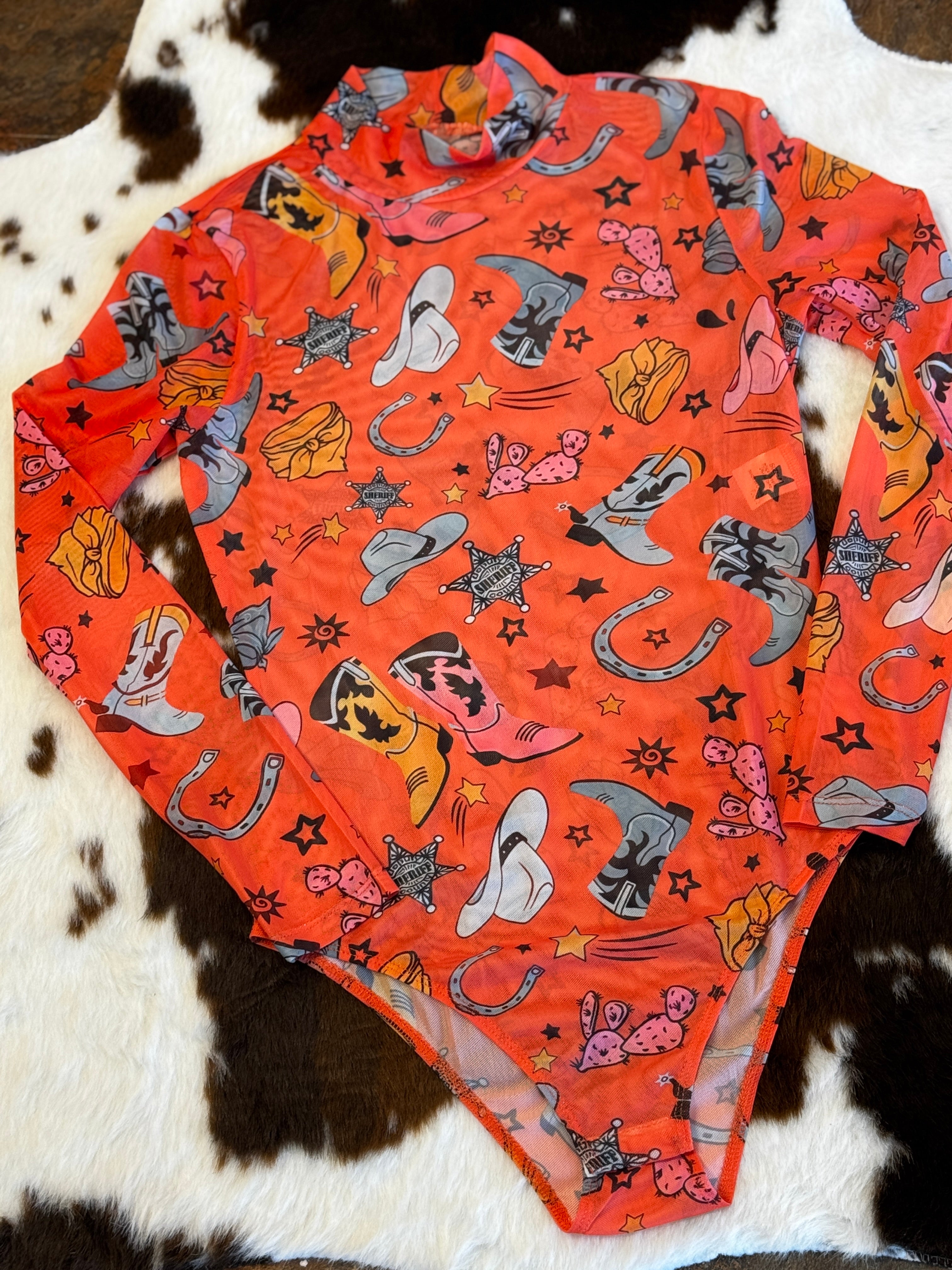 Orange Mesh Bodysuit