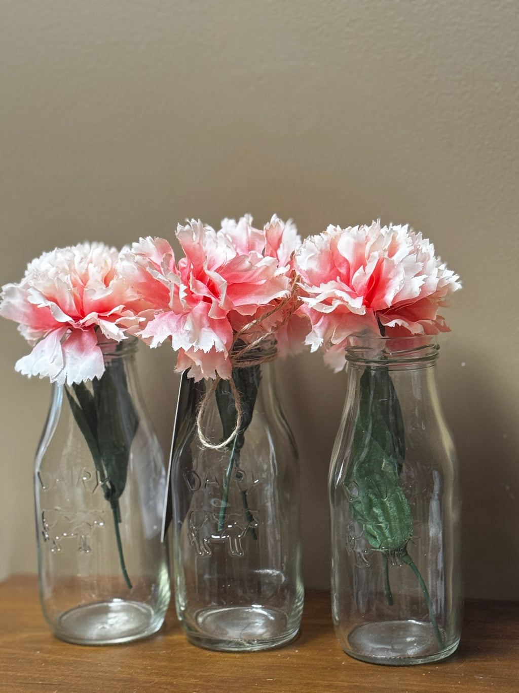 Milk Jars with Flowers