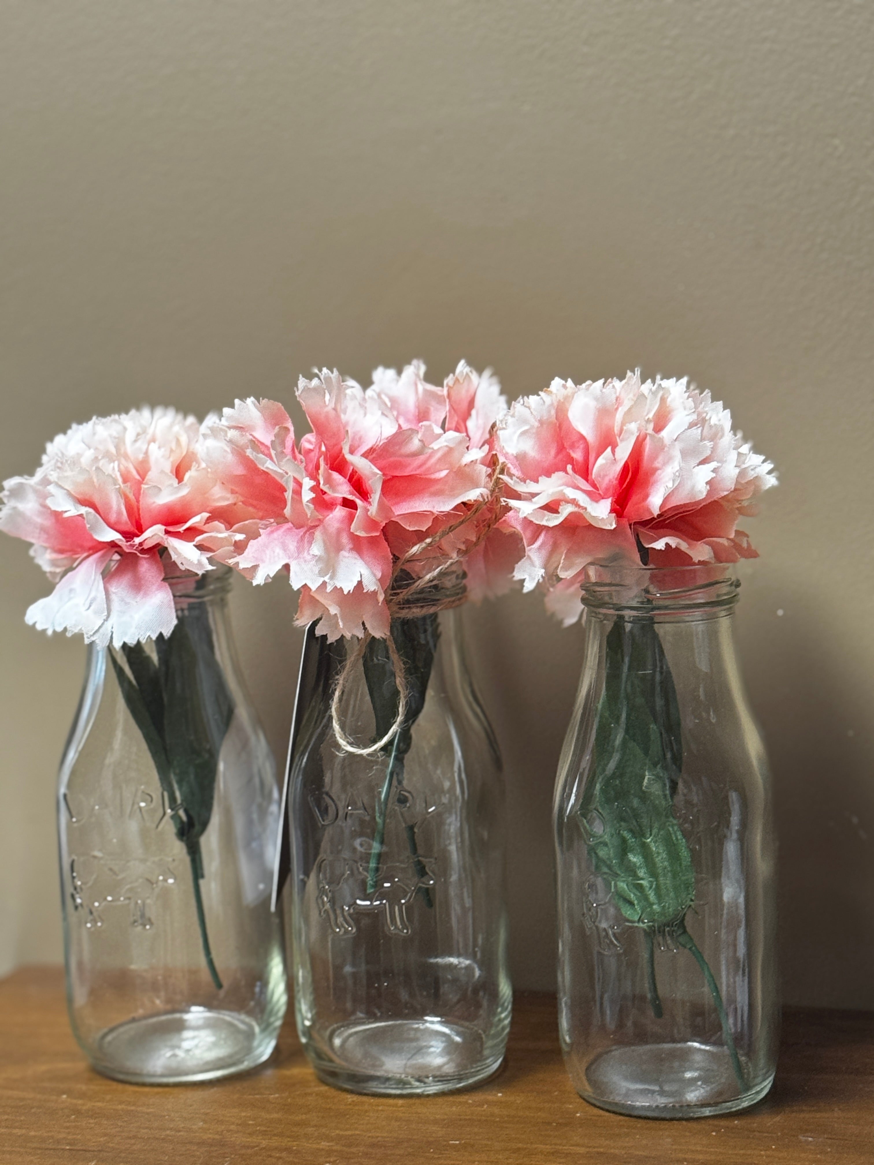 Milk Jars with Flowers