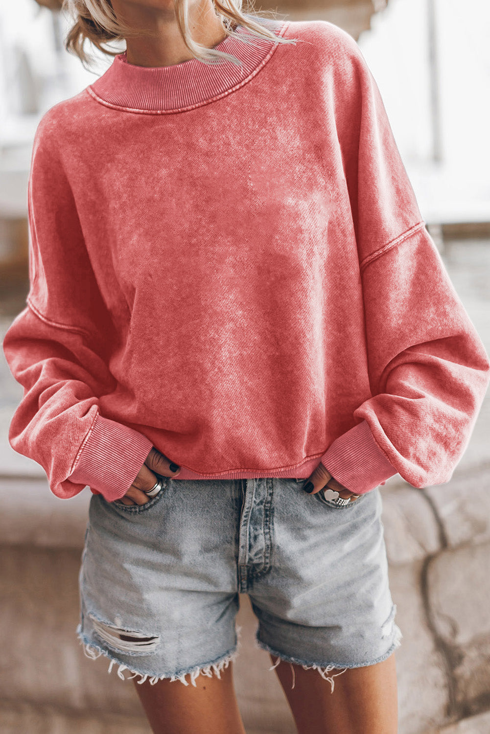 Pink Distressed Sweatshirt