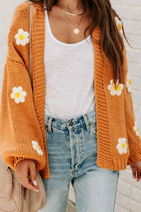 Orange Floral Cardigan