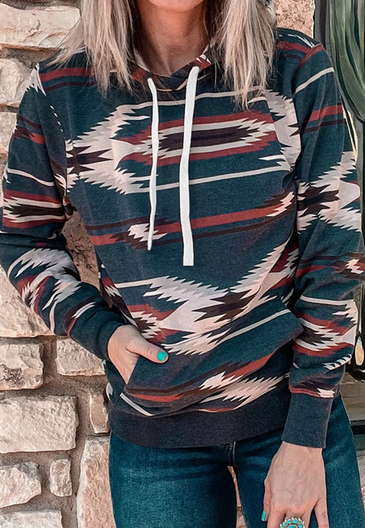 Aztec Print Hoodie
