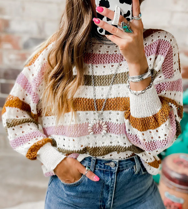 Multicolor Striped  Knitted Sweater