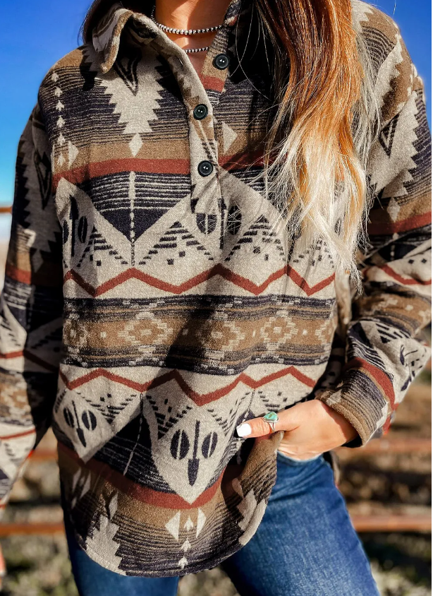Aztec Button-up Sweatshirt