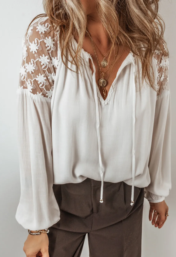 Lace White Blouse
