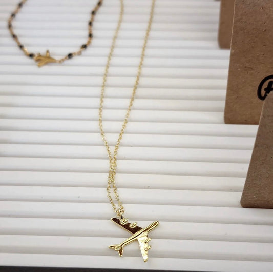 Airplane Necklace Gold